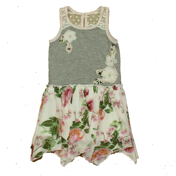 Unknown Brand Girls Gray | Pink Floral Dress size: 3-4T - Picture 1 of 2